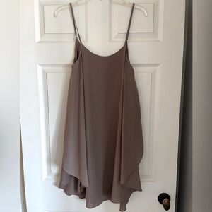 Short flowy taupe dress, Suzi Chin for Maggie Boutique size 4